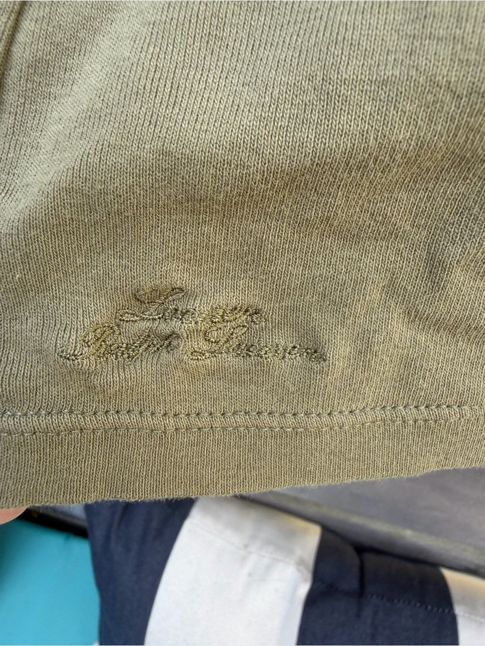 Lauren Ralph Lauren Olive Green V Neck Tee Large Cotton Rolled Sleeve Top - Picture 4 of 5
